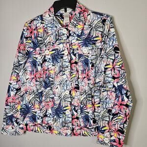 Drapers & Damons Women's Jacket Multicolor Floral Print Buttons Pockets M NWOT
